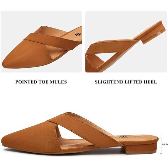 Women’s Mules Closed Pointed Toe Backless Loafer Shoes for Women - Picture 3 of 6